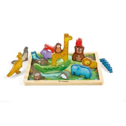 Zvířátka dřevěné - Zvířecí králoství na desce (Hape)