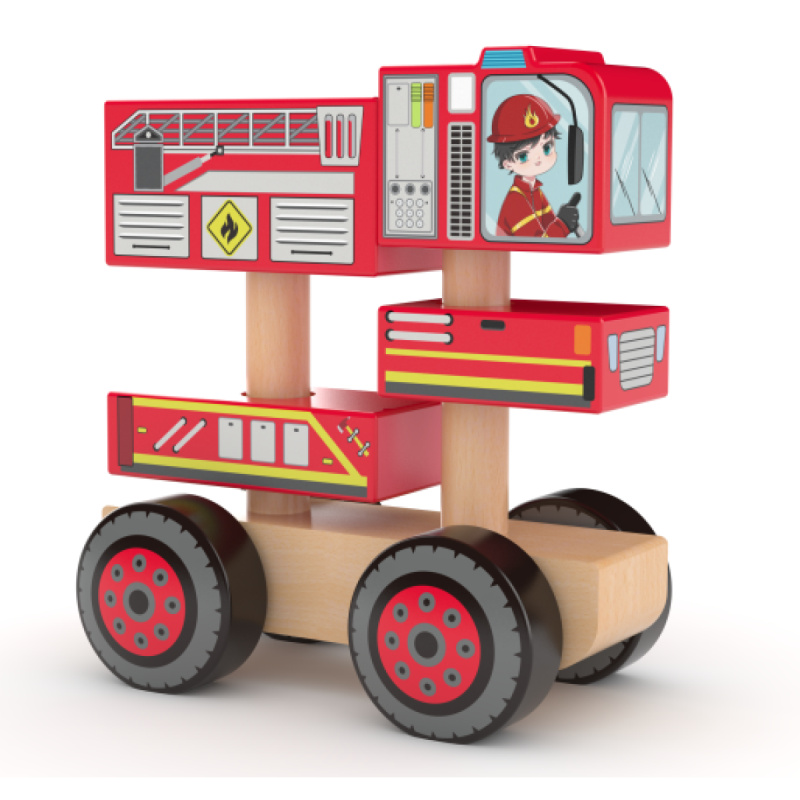 Dřevěná skládačka hasičské auto