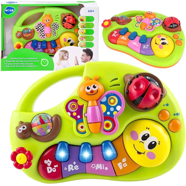 Huile Toys pianko pro nejmenší se světlem a zvukem Housenka