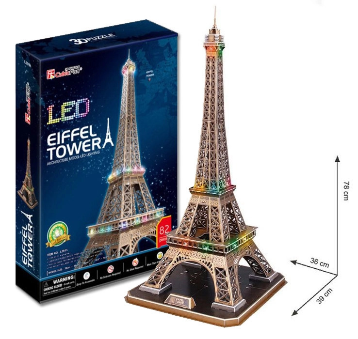 CubicFun 3D puzzle svítící Eiffelova věž 82 ks