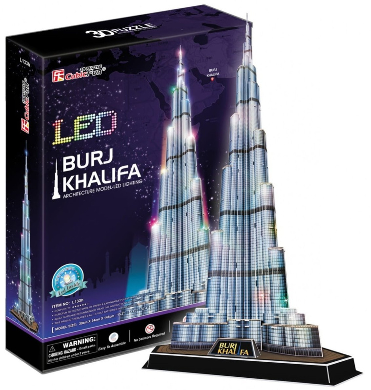 CubicFun 3D puzzle Svítící Burdž Chalífa 136 ks