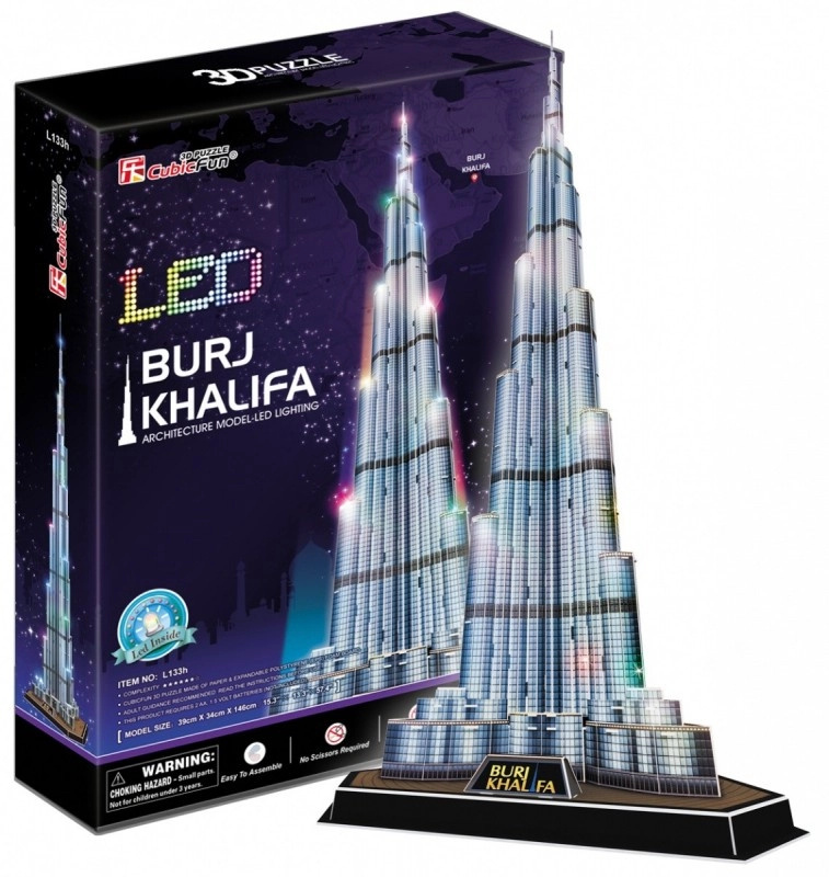 CubicFun 3D puzzle Svítící Burdž Chalífa 136 ks