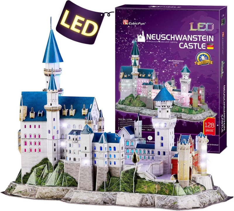 CubicFun 3D puzzle svítící Zámek Neuschwanstein 128 ks