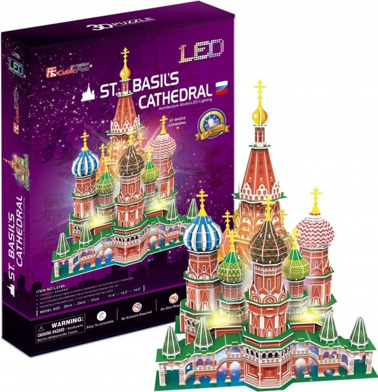 CubicFun 3D puzzle svítící Chrám Vasila Blaženého 224 ks