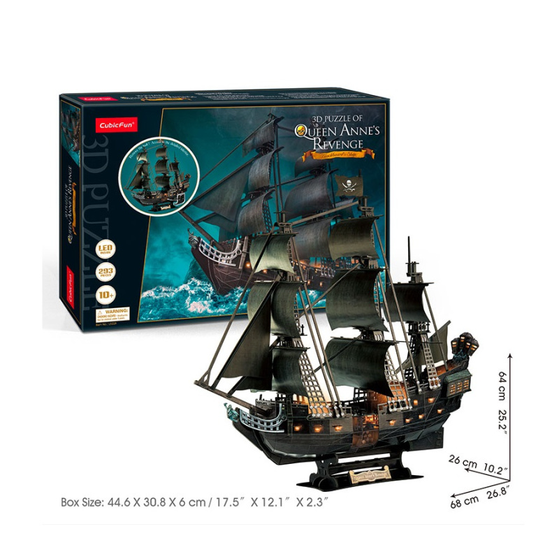 CubicFun 3D puzzle Plachetnice Queen Anne's Revenge Svítící 293 ks