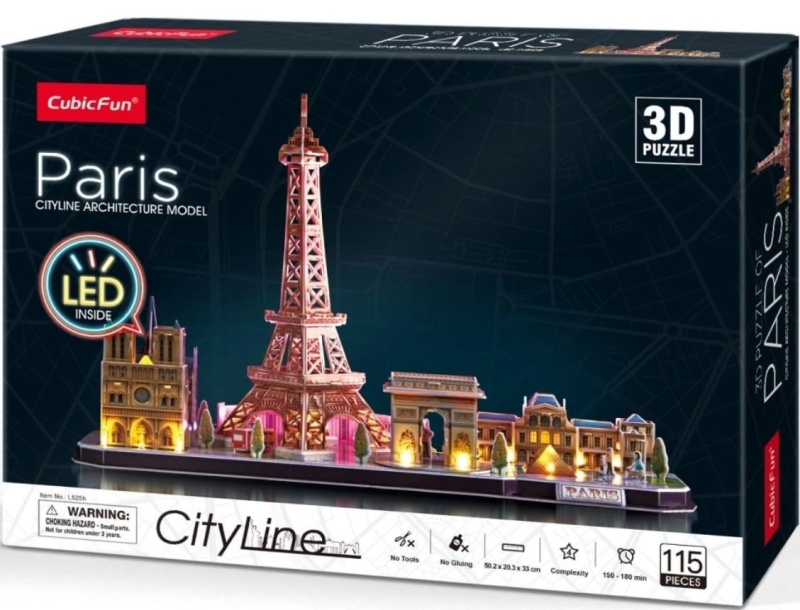 CubicFun 3D puzzle LED Paříž 115 ks
