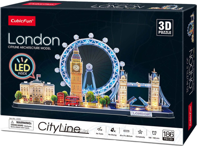 CubicFun 3D puzzle svítící Londýn 186 ks