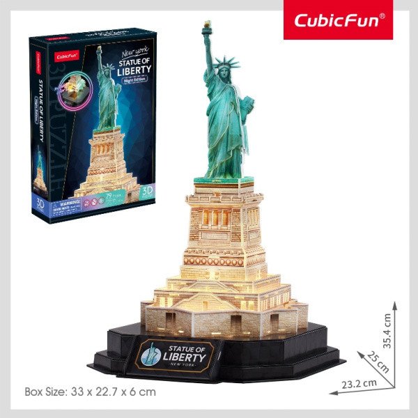 3D LED puzzle Socha Svobody (noční verze)