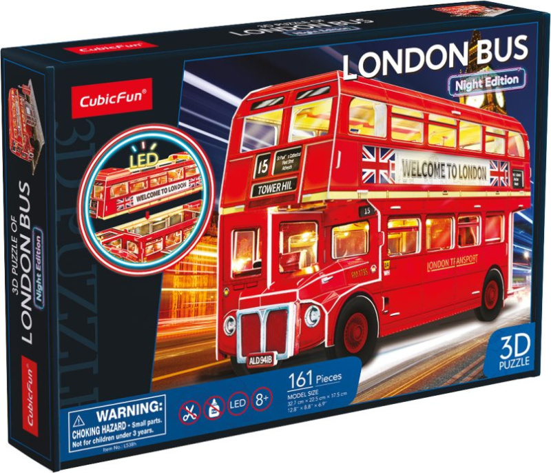 CubicFun 3D puzzle svítící Londýnský autobus 161 ks
