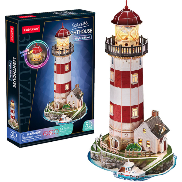 Maják (CubicFun - Puzzle 3D s LED Noční edice) - puzzle z kategorie 3D puzzle
