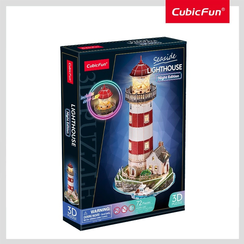 Maják (CubicFun - Puzzle 3D s LED Noční edice) - puzzle z kategorie 3D puzzle
