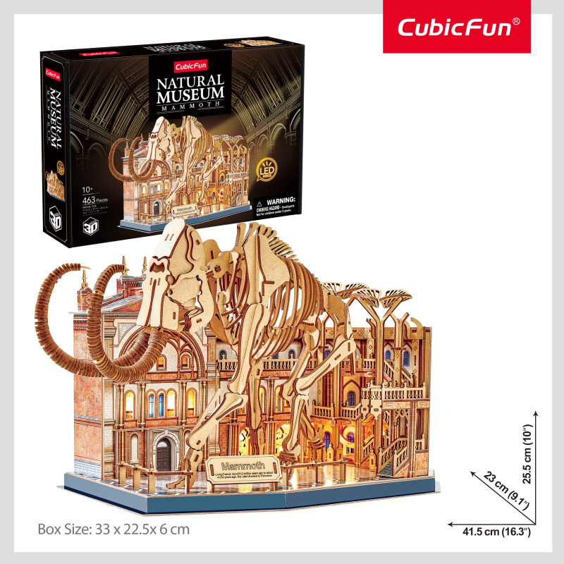 Dřevěné svítící 3D puzzle CubicFun  Natural Museum: Mamut 463 dílků