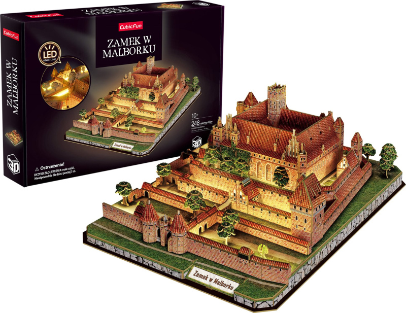 3D puzzle CubicFun hrad Malbork s LED osvětlením - 1 kus