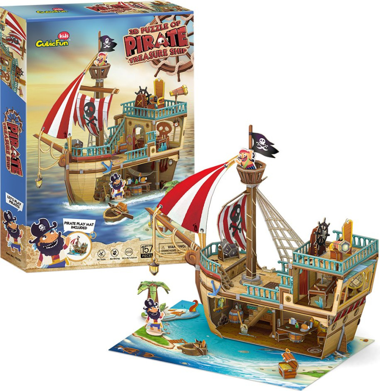 3D puzzle pirátská loď s pokladem