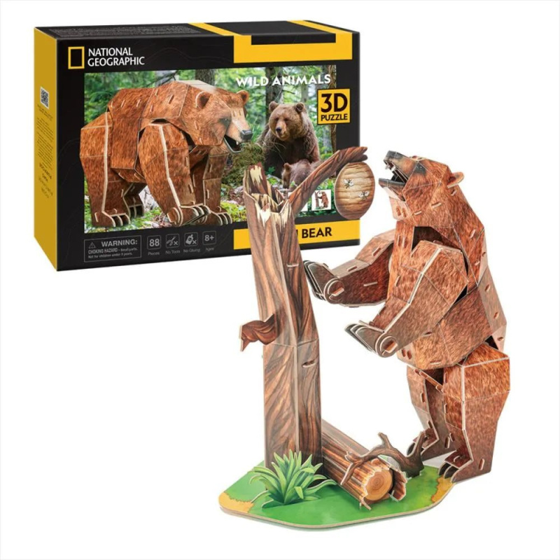 Puzzle 3D Ohrožená zvířata – medvěd hnědý