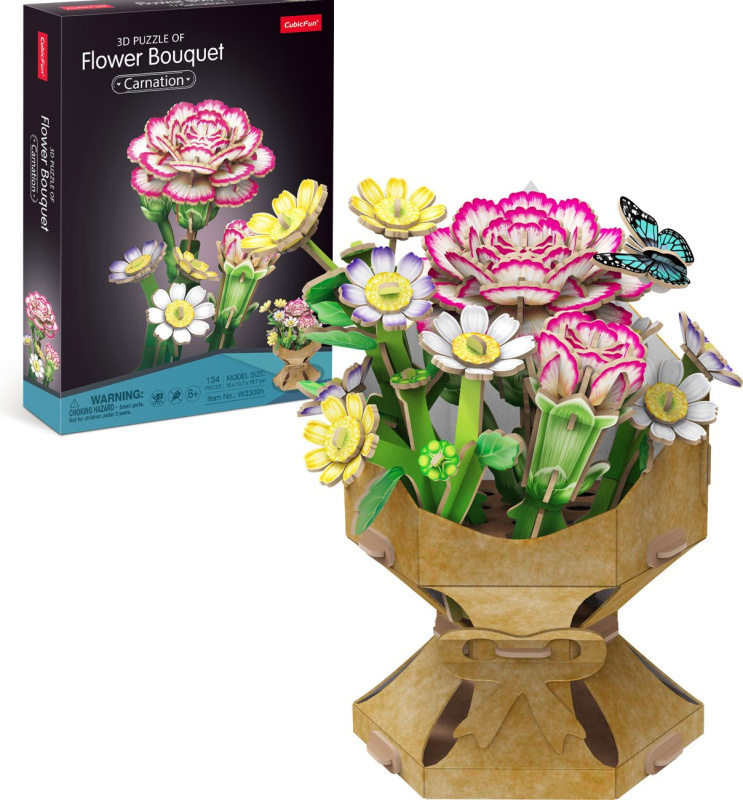 Puzzle 3D Buket květin Karafiáty