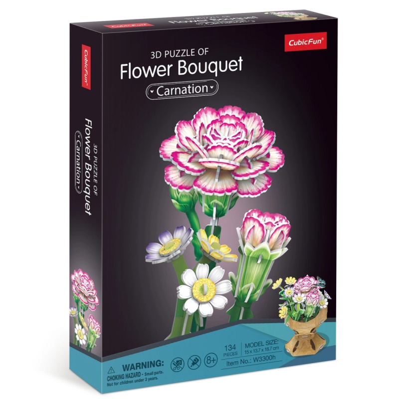 Puzzle 3D Buket květin Karafiáty