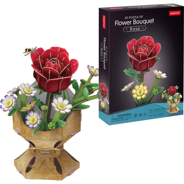 Puzzle 3D Květinová kytice - Růže