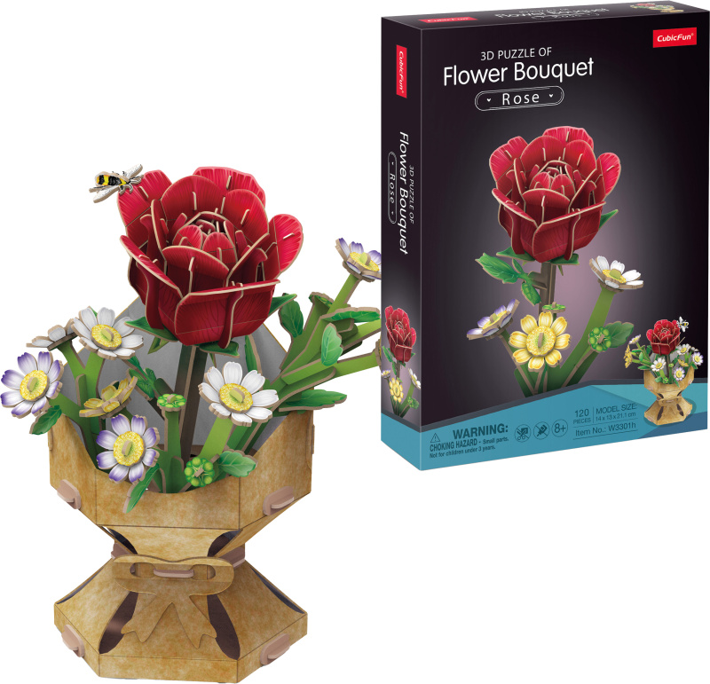 Puzzle 3D Květinová kytice - Růže