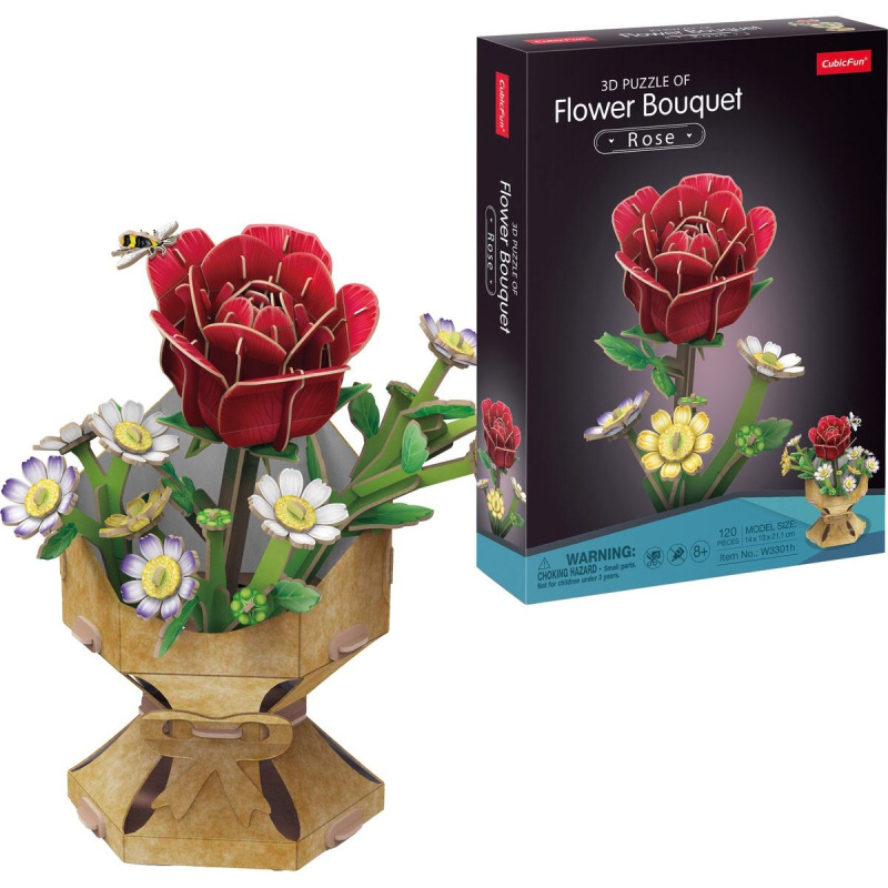 Puzzle 3D Květinová kytice - Růže