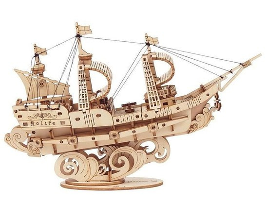 Robotime dřevěné 3D puzzle Vojenská plachetnice TG305 118 ks