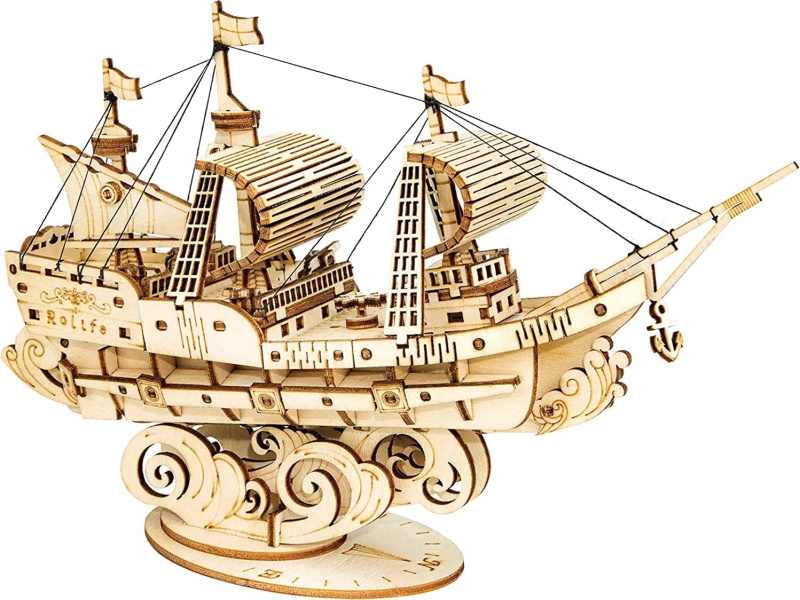 Robotime dřevěné 3D puzzle Vojenská plachetnice TG305 118 ks