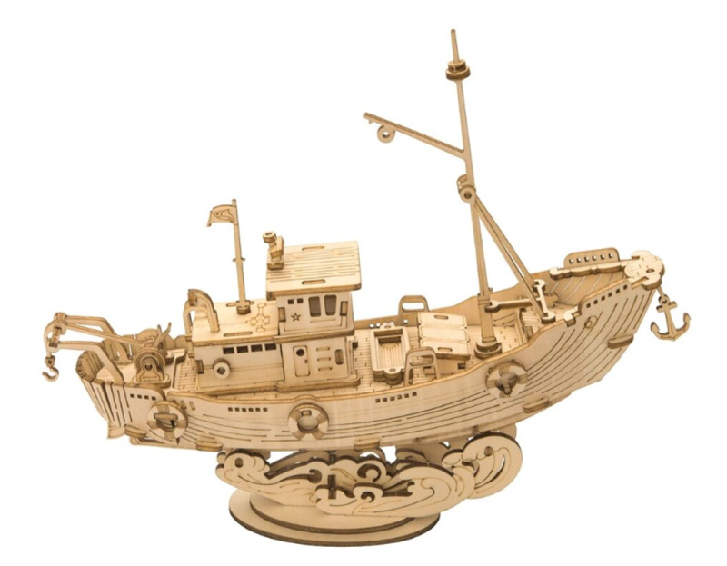 Robotime dřevěné 3D puzzle Rybářská loď TG308 104 ks