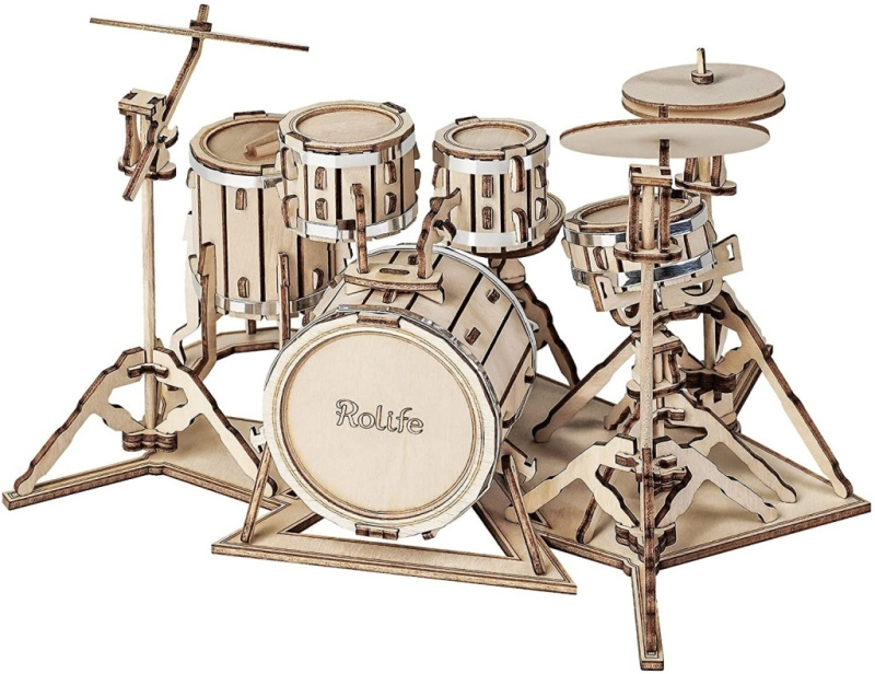 Robotime Rolife 3D dřevěné puzzle Souprava bicích nástrojů 246 ks