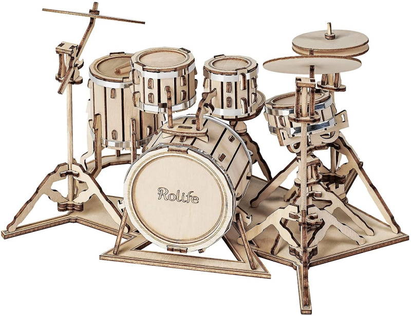 Robotime Rolife 3D dřevěné puzzle Souprava bicích nástrojů 246 ks