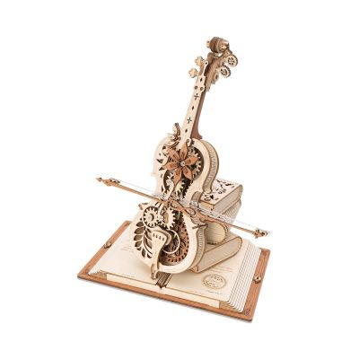 RoboTime dřevěné mechanické puzzle Kouzelné violoncello (elektrický pohon)