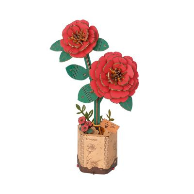 ROWOOD Dřevěné 3D puzzle Červená kamélie 113 ks