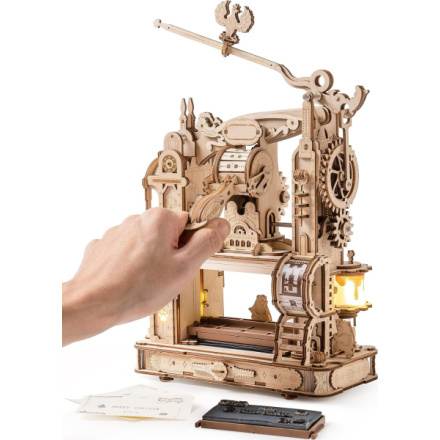 RoboTime 3D dřevěné mechanické puzzle Tiskařský lis