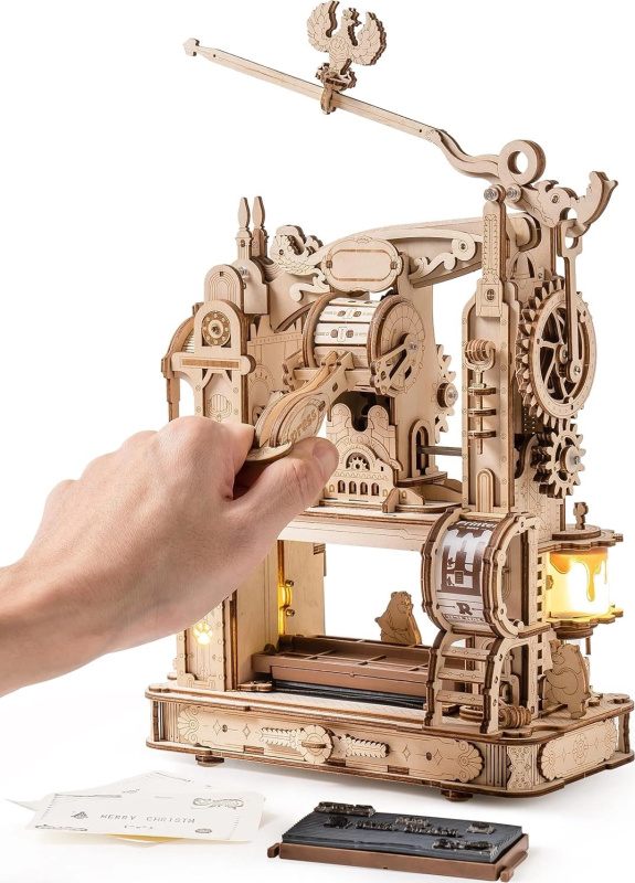 RoboTime 3D dřevěné mechanické puzzle Tiskařský lis