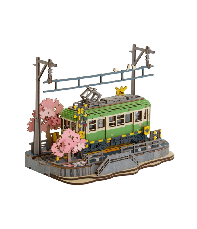 ROBOTIME Rolife DIY Svítící 3D dřevěné puzzle Stanice se sakurami 223 ks