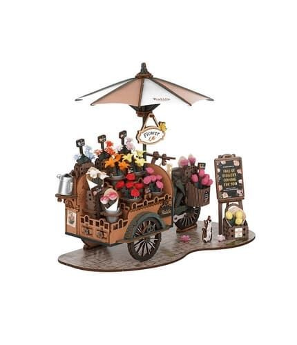 ROBOTIME Rolife DIY 3D dřevěné puzzle Květinový vozík 187 ks