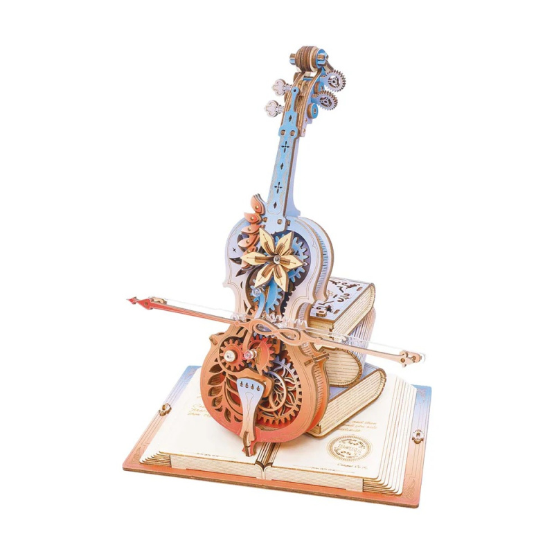 RoboTime 3D skládačka hrací skříňky Kouzelné violoncello (mechanický pohon)