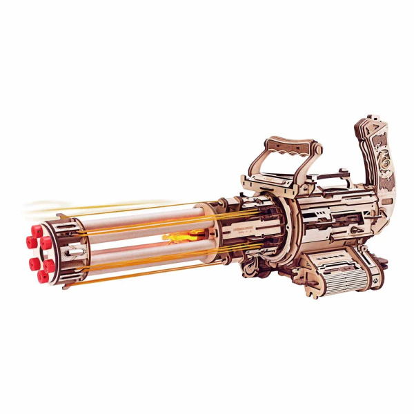 RoboTime 3D Dřevěné mechanické puzzle ROKR Rotační kulomet LQA01