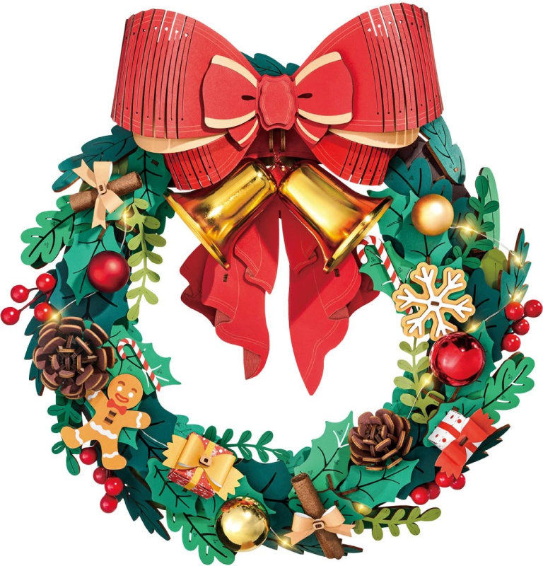 svítící 3D dřevěné puzzle adventní věnec ROBOTIME ROLIFE