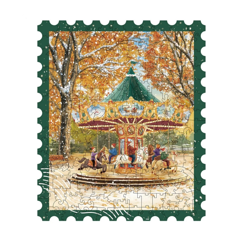 RoboTime Dřevěné puzzle Podzimní kolotoč