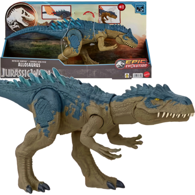 Interaktivní figurka dinosaura Allosaurus JURASSIC WORLD Epic Evolution 43 cm se zvukem