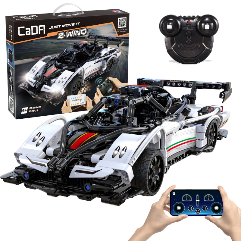 Stavebnice CaDA RC závodní auto Z-Wind, bílé, 457 dílků, Dual Mode
