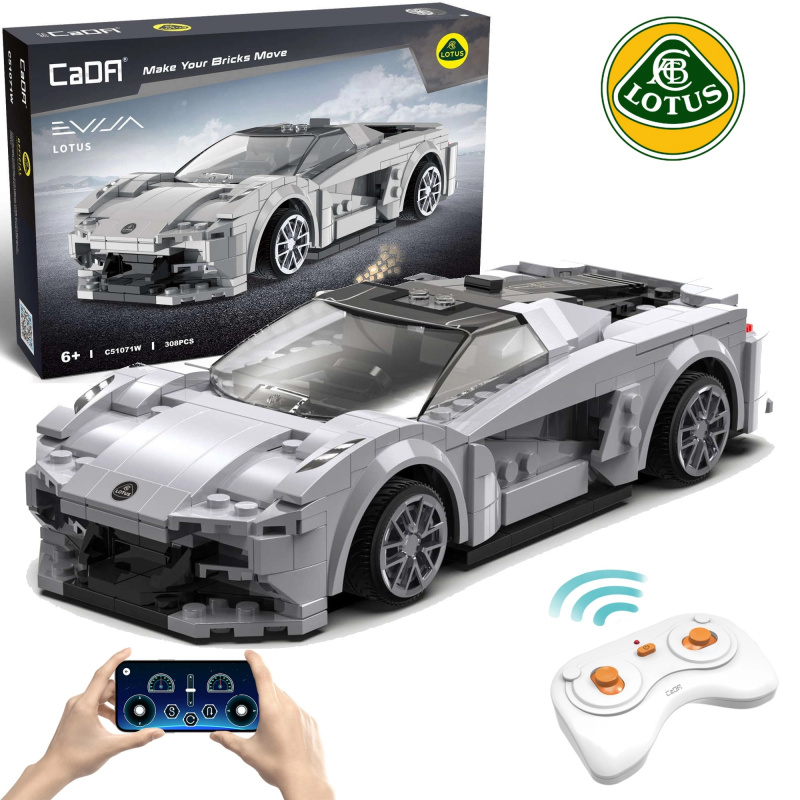 Stavebnice CaDA RC sportovní auto LOTUS Evija, šedé, 308 dílků, Dual Mode