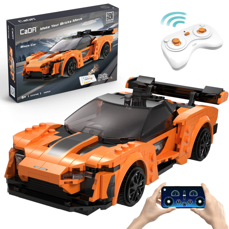 Stavebnice CaDA RC sportovní auto BLAZE CAR, oranžové, Dual Mode, 295 dílků