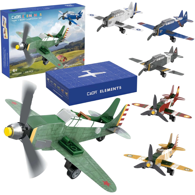 Stavebnice CADA 6v1 papírové a kostkové letouny, 226 dílků