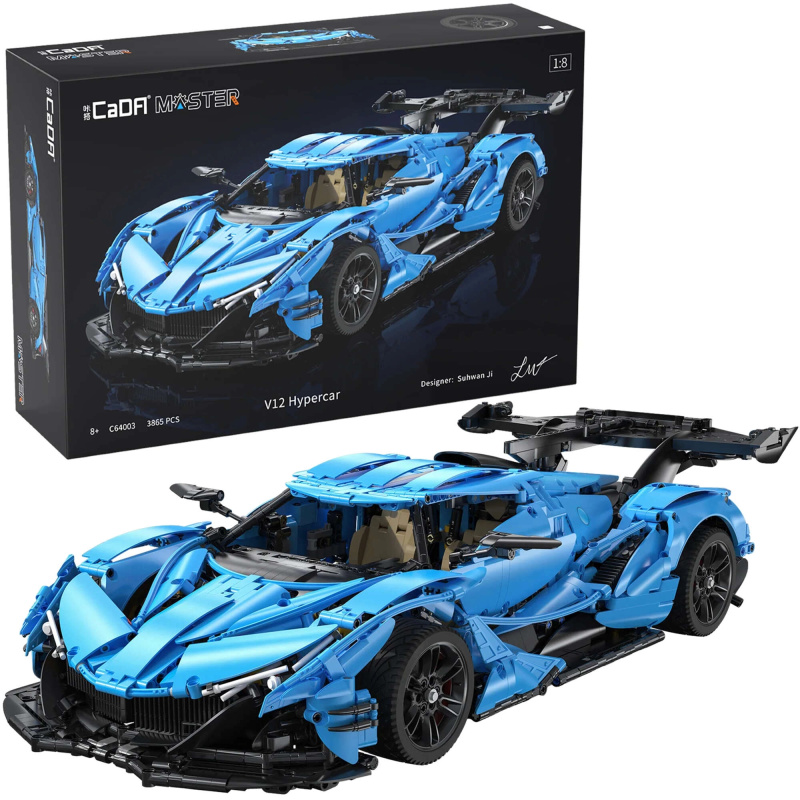 Stavebnice CADA Master modrý V12 hypercar 1:8 (3865 dílků)