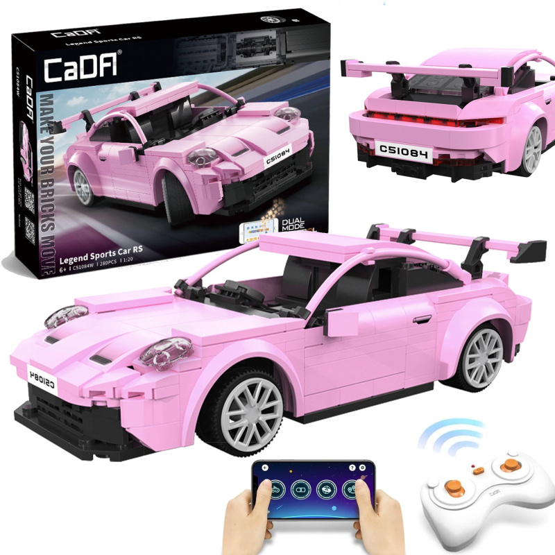 Stavebnice CaDA závodní sportovní auto RC růžové 280 dílků Dual Mode