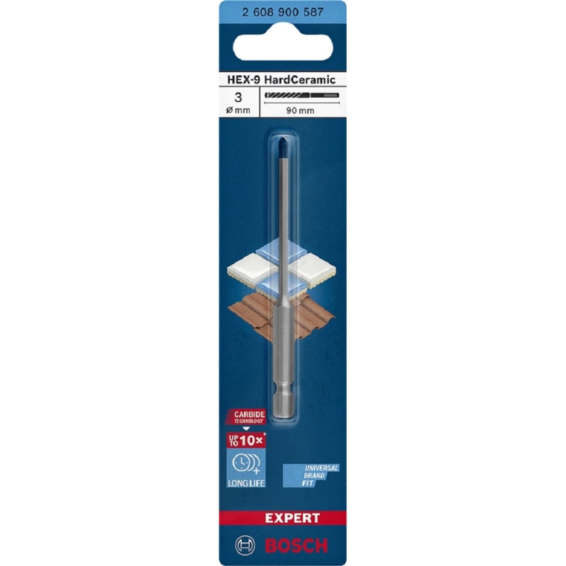 Vrták do keramiky Bosch EXPERT HEX-9 Hard Ceramic 3×90 mm