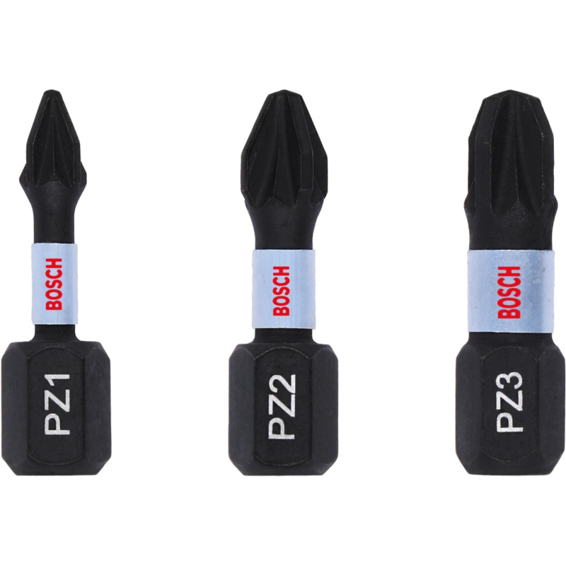 Bosch Sada šroubovacích nástavců Impact Control PZ1, PZ2, PZ3, 3 ks, 1/4", 25 mm