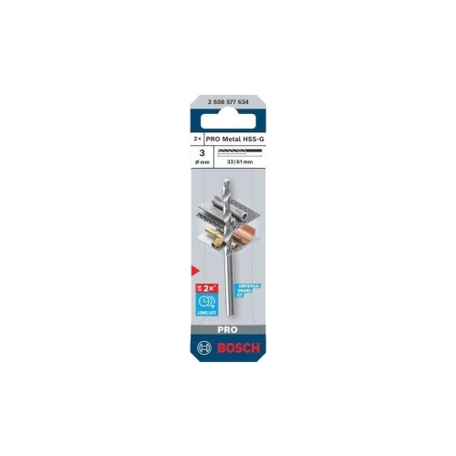Vrták do kovu PRO Metal HSS-G 3x33x61 mm Bosch 2.608.577.634