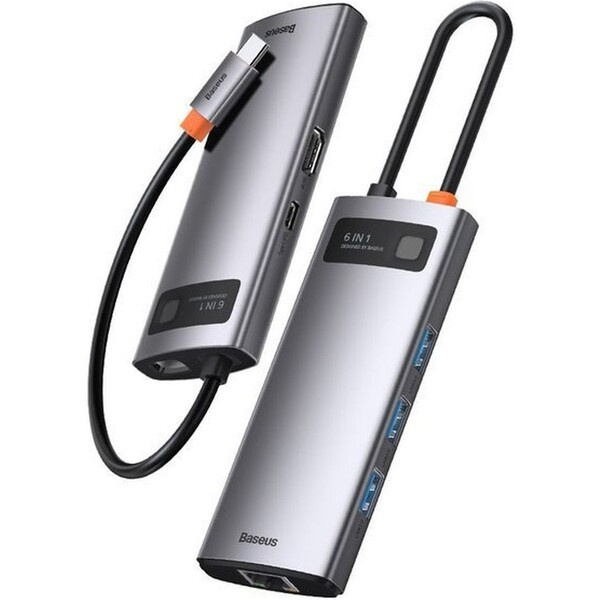Baseus HUB Metal Gleam Series 6-in-1 multifunkční USB-C dokovací stanice šedá
